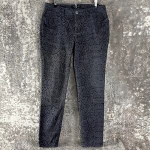Baccini Size 10 Snake Print Casual Jeans Pants Gray Button Zip